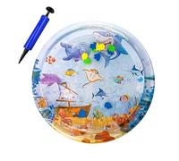 Fravsiu Cat Water Play Mat, Inflatable Round Pad, Thickened PVC Pet Coating, Interactive Sensor Enrichment Toy, Ideal to Sunny Vibes Cooling for Indoor Outdoor Cats 11.81x11.81x0.79 inches