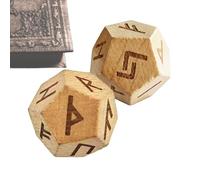 Fravsiu Ensemble de Divination runique, Ensemble de Runes en Bois - 2 dés de Divination en Bois | Petits dés runiques pour la décoration intérieure, la méditation, Le Jeu de, Les Voyages