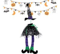 Fravsiu Housse de bouteille de vin de sorcière d'Halloween | Couvercle de bouteille de chapeau de sorcière | Décorations de bouteille de vin effrayantes | Design effrayant de sorcière et chapeau