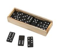 Fravsiu Jeu de Dominos Double Six - Jeu de Train Classique Domino - Jeu de société éducatif Dominoes Double 6, 28 tuiles avec étui en Bois Marron pour Adultes,