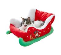 Fravsiu Pet Sleigh Bed for Christmas, Christmas Themed Cat Bed, Comfortable Pet Bed, Cozy Relaxing Pet Bed, Soft Cat Sleigh Bed, Cute Christmas Restful Sleep Bed for Cats Dogs