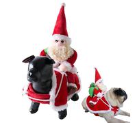 Fravsiu Santa Dog Costume, Christmas Pet Clothes, Riding Pet Santa Clothes, Cosplay Costume for Pets, Funny Dressing Up Outfit, Festive Costume for Small Dogs Cute Santa Outfit for Medium Dogs