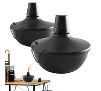 Fravsiu Torche à flamme rechargeable, lampes de table à la citronnelle | Paysage de table en acier inoxydable,Bougies de brûleur à huile en métal de 2 pièces pour cour, maison, patio,