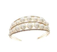FRCOLOR 1 Bandeau De Perles Couronne De Mariée Cerceau De Cheveux De Mariage Accessoires De Cheveux De Mariée Bandeaux De Tête Bijoux De Cheveux De Mariée Perle Artificielle Dorée