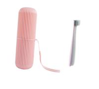 FRCOLOR 1 Boîte Gobelet à Dents De Voyage Porte-Brosse à Dents Portatif Porte-Brosse à s Voyage Organisateur De ifrice Étui à ifrice De e Éclaboussures Rose