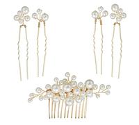 FRCOLOR 1 Ensemble 5 Pièces peigne accessoires pour cheveux à fleurs cheveux de mariage joyaux de cheveux pour femmes hairpin barrettes Chapeaux élégants coiffe de mariée alliage Golden