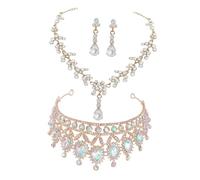FRCOLOR 1 Ensemble accessoires de robe de mariée tiare officiel bijoux de mariée bijoux femme strass boucles d'oreilles pendantes femme Couronne Alliage de zinc Golden