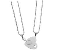 FRCOLOR 1 Ensemble Collier de couture de coeur collier assorti pour les couples collier petit ami bijoux de couple collier de petite amie copain Acier au titane Silver