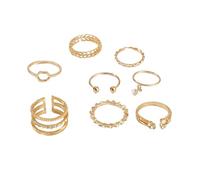 FRCOLOR 1 Ensemble De 8 Pièces Kit d'anneau de diamant anneau de doigt ouvert bague dame bague bijoux femme bague cloutée en strass Doré