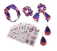 FRCOLOR 1 Ensemble De Bandeaux Boucles D'Oreilles Autocollants Bandeau Drapeau Boucles D'Oreilles Du Jour De L'Indépendance Décoration Bandeau Patriotique Accessoires