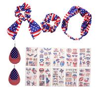FRCOLOR 1 Ensemble De Bandeaux Boucles D'Oreilles Autocollants Décoration Boucles D'Oreilles Drapeau Accessoires Pour Cheveux Bandeau Patriotique Boucles D'Oreilles