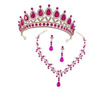 FRCOLOR 1 Ensemble De Boucles D'Oreilles Couronne Costume Décorations De Mariage Diadèmes De Mariée Pour Mariage Mariée Diadème Collier Diadème Pour Femmes Accessoires De Mode Pour