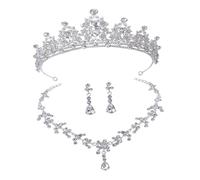 FRCOLOR 1 Ensemble Ensemble De Boucles D'oreille De Collier De La Couronne De La Mariée Tiare Mariage Faire La Fête De Mariée Strass