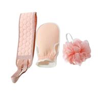 FRCOLOR 1 Ensemble ensemble de serviettes de bain skincare kit trousse skincare accessoire salle de bain scrubber exfoliant serviette de bain bande de lavage de bain velours rose