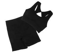 FRCOLOR 1 Ensemble Vêtements de Sport Femme Ensemble de Yoga Respirant avec Shorts et Brassière Tenue pour Yoga Fitness et Activités Noir S
