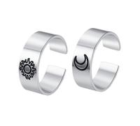FRCOLOR 1 Jeu Bague Ajustable Inoxydable Pour Hommes Avec Motif Vintage Étoile Et Lune De Bijoux Ouverts Élégants Pour Toutes Occasions 2 Pièces