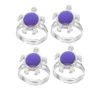 FRCOLOR 1 Jeu Bague Forme De Tortue Anneau Émotion Unisexe Changeant De Couleur La Température Accessoire De Mode Pour Femmes 4 Pièces