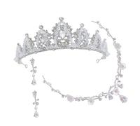 FRCOLOR 1 Jeu Bandeau Couronne D'anniversaire Bandeau Couronne Fille Couronne De Strass Couronne Décorative Boucles D'oreilles Fille Colliers La Couronne Silver Alliage De Zinc