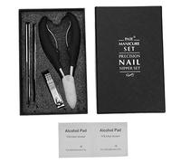 FRCOLOR 1 Jeu Ensemble De Coupe-ongles Limes à Pied Appuyer Sur Les Ongles Se Soucier Épurateur De Rester Masque De Pied Traitement Ongle Incarné Scrubber Acier Inoxydable Black