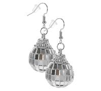FRCOLOR 1 Paire boucle d'oreille boule disco accessoire fete Boucles d'oreilles disco faire la fête célibataire boucles d'oreilles fraîches Boucles d'oreilles enveloppées Plastique Silver