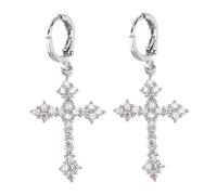 FRCOLOR 1 Paire Boucles D'oreilles Croix Pour Pendant Pendentif Crucifix Boucles D'oreilles Enveloppées Mariage Boucles D'oreilles Boucles D'oreilles Pendre Zircon Silver