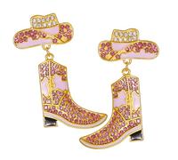 FRCOLOR 1 Paire De Boucles D'Oreilles Chapeau De Cowboy Boucles D'Oreilles Bottes De Cowboy Pour Femmes Chapeaux Western Accessoires De Cowboy Boucles D'Oreilles Bottes