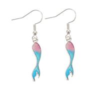 FRCOLOR 1 Paire De Boucles D'Oreilles Queue De Poisson Dégradées Élégantes Asymétriques Tendance En Sterling En Alliage