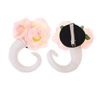 FRCOLOR 1 Paire Épingle à Cheveux Griffe Épingle à Cheveux En Corne Du Diable Pinces à Cheveux En Corne De Diable Succube Bandeaux Peluche Pince à Cheveux En Corne Ram Blanche Lin En Coton