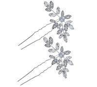 FRCOLOR 1 Paire Peigne à cheveux côté feuille hairpin hair clip feist party hair topper bâtonnets de chignon épingle à cheveux fourche à cheveux de la mariée de cheveux strass Silver