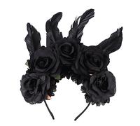 FRCOLOR 1 Pc Bandeau Plume Fleur Bandeau De Maquillage Casque D'halloween Jour Des Morts Maquillage x Noirs D'halloween Casque Rose En Tissu Black