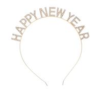 FRCOLOR 1 Pc bonne année bandeau ornement de cheveux du nouvel an Confettis Bandeau réveillon lettre Happy New Year accessoire de décor de tête de nouvel an alliage Golden