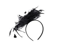 FRCOLOR 1 Pc coiffe de fête bandeau plume diadème pour le mariage de la mariée de mariée toupet cheveux courts femme noire gemmes de cheveux bande de cheveux de performance Black