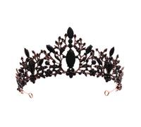 FRCOLOR 1 Pc Couronne Noire Baroque Casque Diadème De Mariée En Diamant Diadème Gothique Accessoire De Cheveux Rétro Célibataire Robe Tenue Tiare Bijoux Bal De Femmes Black Strass