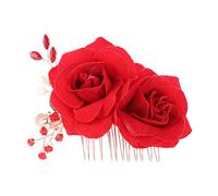 FRCOLOR 1 Pc épingle à cheveux rose Mariage tenues décoration cheveux de mariée peignes à cheveux ornements accessoires bandeau ritual femme fiesta fleur peigne à cheveux roses rouge