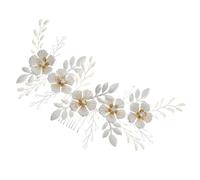 FRCOLOR 1 Pc peigne à feuilles blanches femmes coiffure robe tenue de célibataire pour mariée hair charms hair toppers feist gala peigne en cristal bandeau de mariée alliage Silver