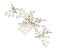 FRCOLOR 1 Pc Peigne Bandeau De Mariée Accessoires De Cheveux En Strass Feuille D'or Accessoires De Cheveux Pour La Mariée Décor De Mariage Femmes Bandeaux De Mariée Golden Alliage