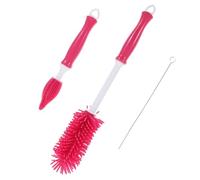 FRCOLOR 1 pièce Brosse Silicone Rotative pour Bouteille de Nourrissage avec Étui Outil de Nettoyage Pratique et Rouge
