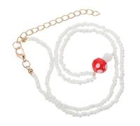 FRCOLOR 1 Pièce Collier Champignon Collier Pour Femme Collier De Perles Colorées Délicat Perlé Pendentif Nom Collier Tendance Pour Femme Collier Bijoux Blanche Plastique