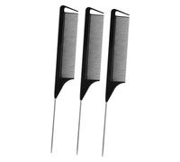 FRCOLOR 1 Set Rat Tail Sembs And Hair Clips Parting Peigt Metal Steel Pin Rat Rat Tail Tasing Combs Alligator Style Contacre Clips For Braids Salon Hair Stylist Black