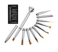 FRCOLOR 10 Pièces 1 Ensemble kit stylo nail art clou autocollant colle conseil outil trousse pinceaux ongles décoration ongles decoration ongles stylo d'art d'ongle brosse à ongles Silver