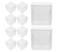 FRCOLOR 10 Pièces Boîte à Spécimens Minéraux Vitrine Carrée Transparente Cube en Acrylique 5,5cm 130ml pour Spécimens Végétaux et Animaux, Bureau, Observation Facile et Protection