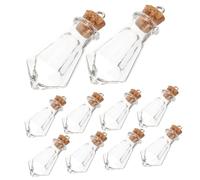 FRCOLOR 10 Pièces Bouteilles Verre Transparentes Liège Lot de Flacons Miniatures pour Diy Décorations et Stockage Bouteilles et Drift Bottles Parfaites pour Événements