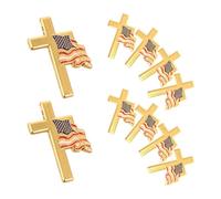 FRCOLOR 10 Pièces Broche Croix avec Drapeau Américain Métal Accessoire Élégant pour Vêtement Féminin pour Occasions Formelles et Décontractées
