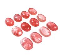 FRCOLOR 10 Pièces Cabochons Ovales en Agate Naturelle Rouge Pastèque pour Création de Bijoux DIY Surface Lisse et Base Plate, Accessoires Décoratifs Polyvalents