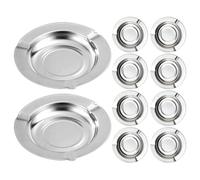 FRCOLOR 10 Pièces Cendrier en Acier Inoxydable Rond Plateau à Fumée Rotatif, Design Créatif et Coupe-Vent, pour Usage Intérieur et Extérieur Lors de Fêtes