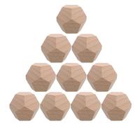 FRCOLOR 10 Pièces Dés à Jouer Dés Vierges en Bois 12 Faces, Kaki, Non Peints, Non Finition, pour Jeux de Société et Loisirs Créatifs Artistiques