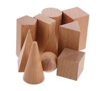 FRCOLOR 10 Pièces Modèle Géométrique Bois pour Apprentissage Scolaire Outils Pédagogiques pour Garçon Fille Formes Géométriques Solides Jouets Éducatifs