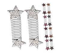 FRCOLOR 10 Pièces Peignes Fixateurs Invisibles pour Chignon avec Étoiles Strass Accessoires Coiffure Updo Légers et Solides pour Maintien Sécurisé et Look Discret