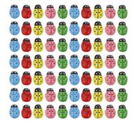 FRCOLOR 100 Mini Coccinelles en Bois Autocollantes Colorées 8x11mm Double-Face, Décorations de Micro-Paysage pour Jardin Féerique, Accessoires Créatifs pour Scrapbooking et Fêtes