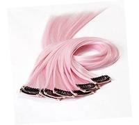 FRCOLOR 10pièces Extensions Cheveux Synthétiques à Clips Droits Légères Et Confortables Couleur Rose Accessoires Coiffure Pour Transformation Rapide